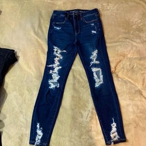 American Eagle High Rise Jeggings - size 8 - dark wash, distressed